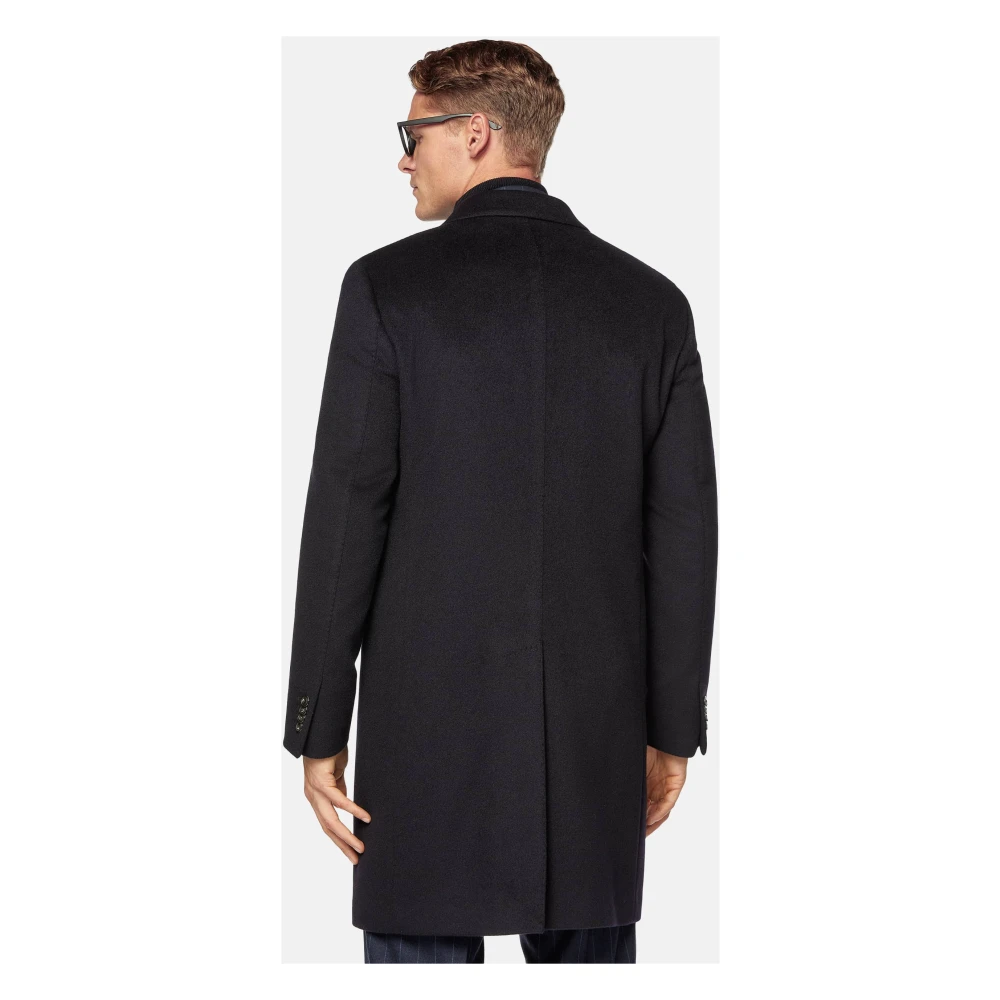 Boggi Milano Cashmere Blend Enkelrijdige Jas Blue Heren