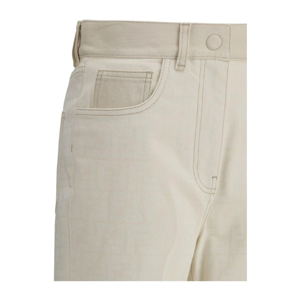 Fendi Iconische FF Patroon Straight Jeans White Dames