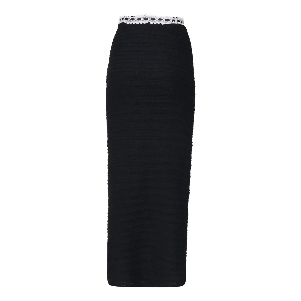 For Love & Lemons Gehaakt Effect Zwarte Lange Rok Black Dames