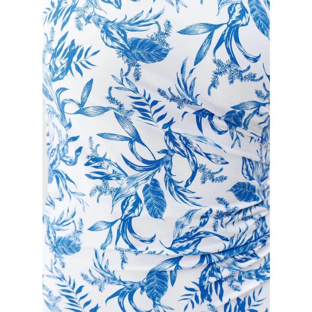 Melissa Odabash Blauw Blad One Shoulder Badpak SPF 40+ Blue Dames