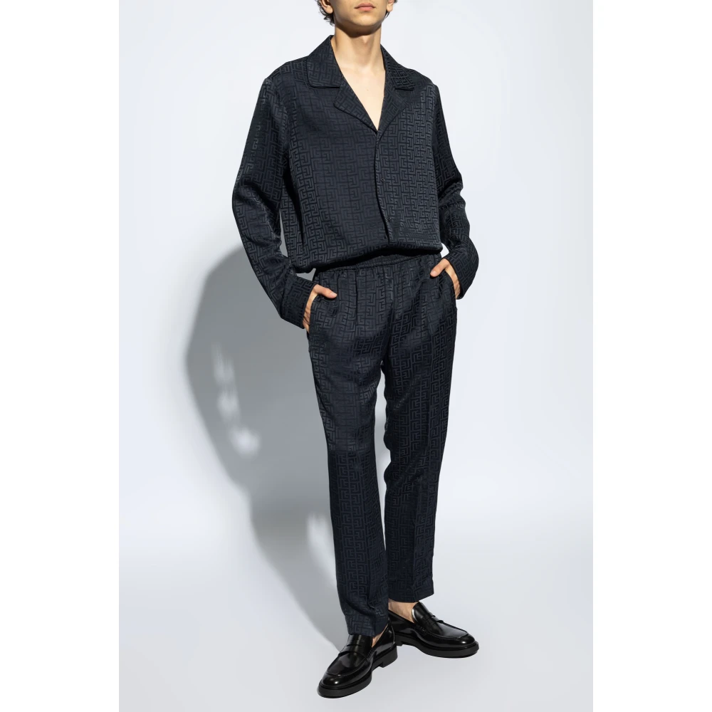 Balmain Monogram Broek Blue Heren