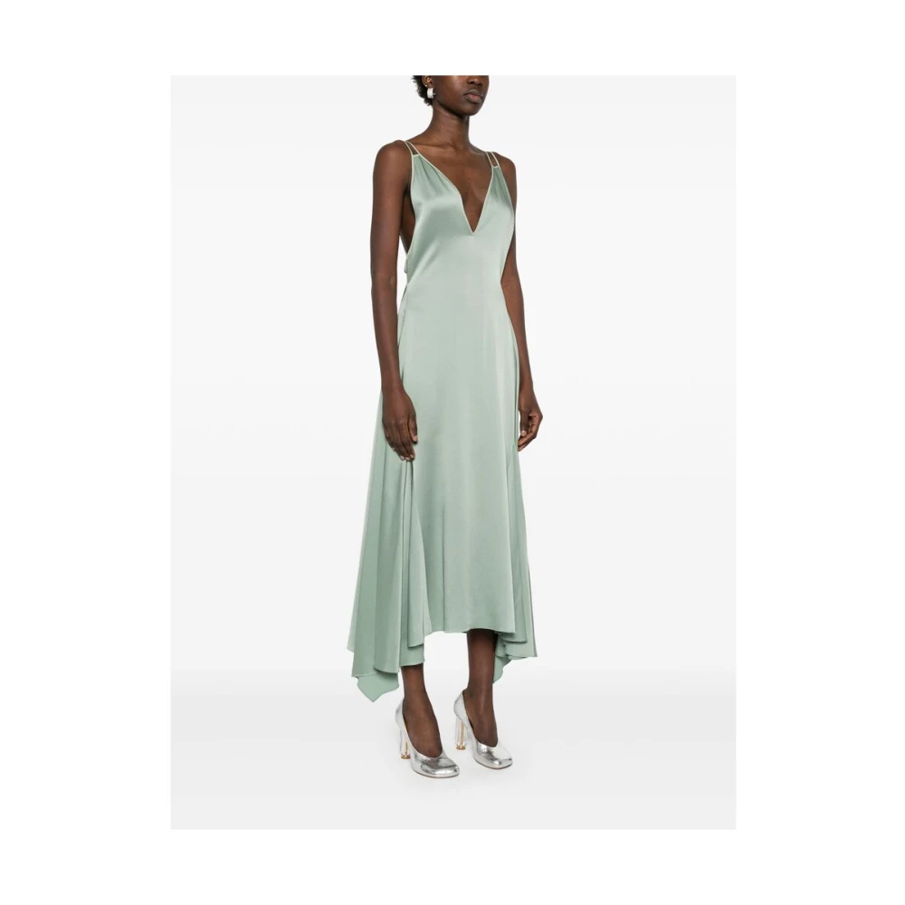 Lanvin Salie Groene Jurk met Wijd Uitlopende Zoom Green Dames