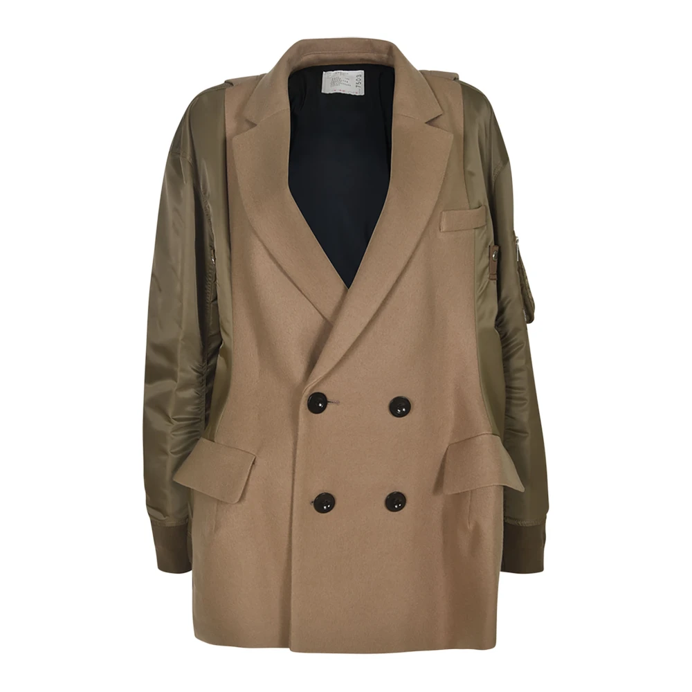 Sacai Beige Jassen voor Vrouwen Beige Dames