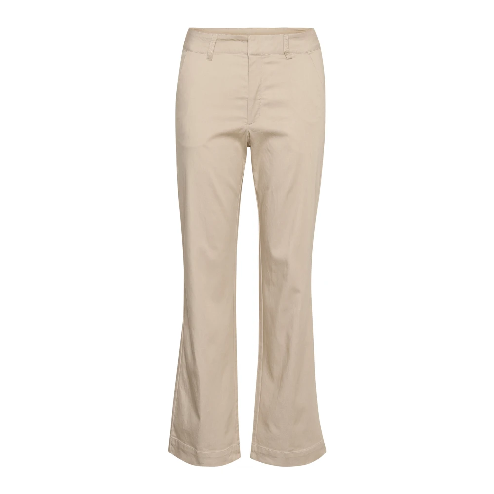 Kaffe Flared Chino Broek in Veergrijs Beige Dames