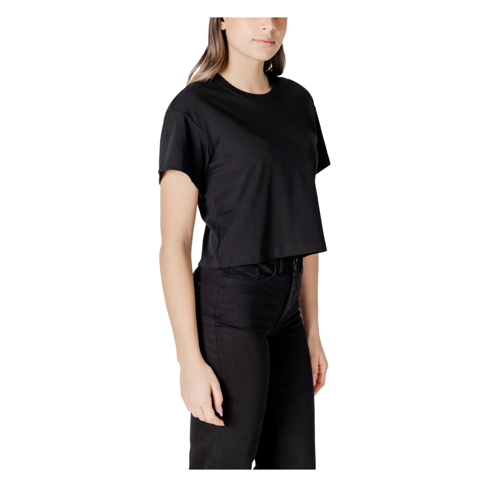 Only Zwarte Katoenen Ronde Hals T-Shirt Black Dames