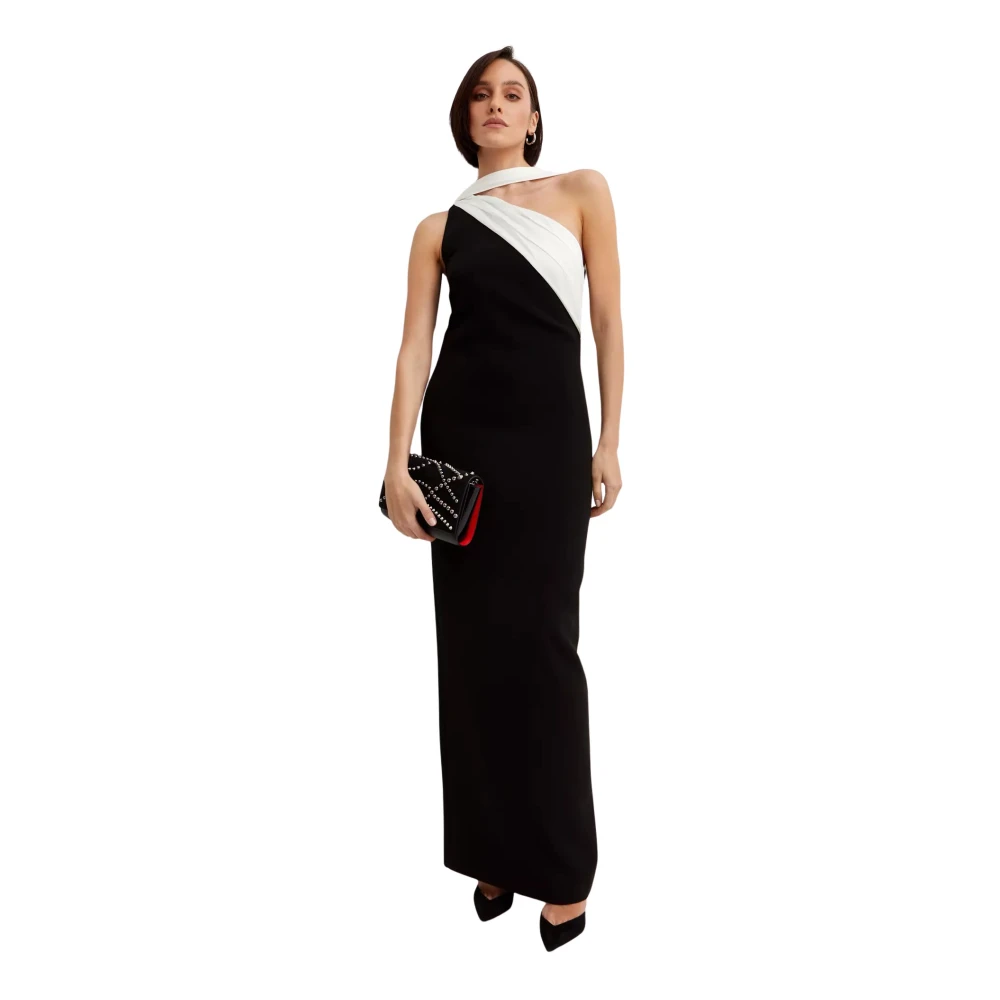 Roland Mouret Zwart-witte maxi jurk Black Dames