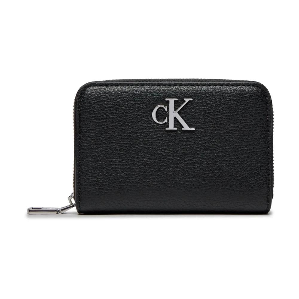 Calvin Klein Mini PU leren portemonnee met metalen logo Black Dames