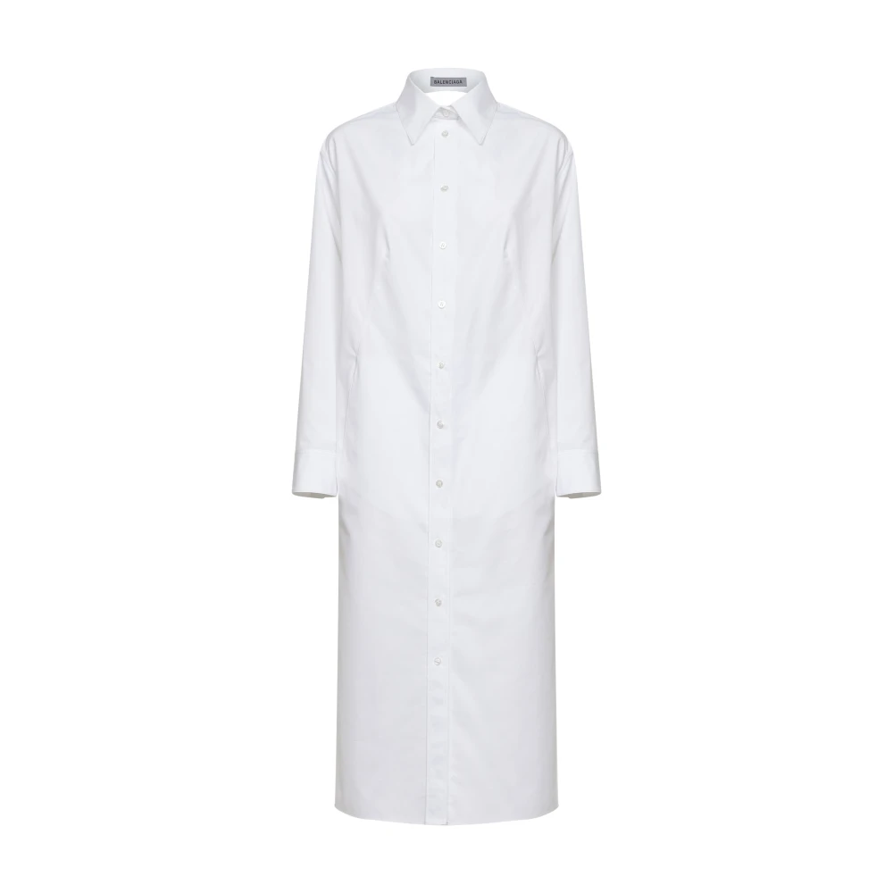 Balenciaga Women's White Shirt Dresses, Xs, Draped-Back Shirt Dress