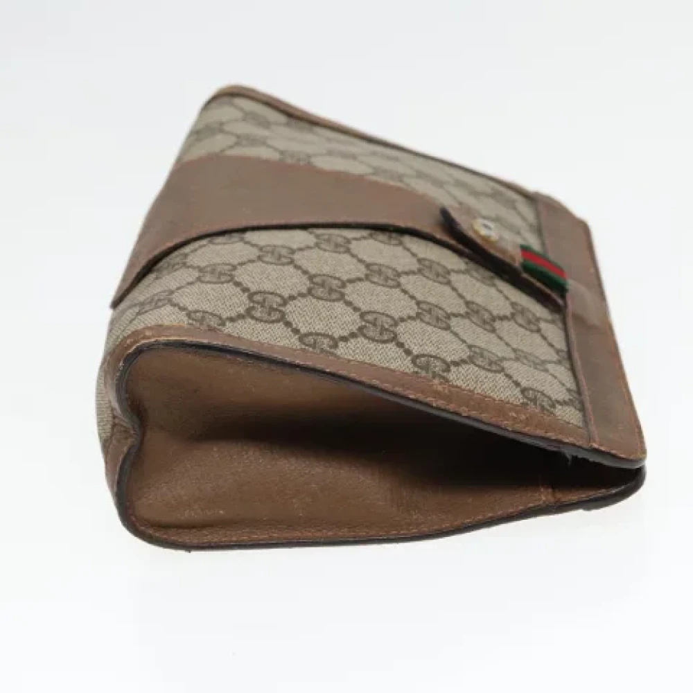 Gucci Vintage Pre-owned Leather clutches Beige Dames