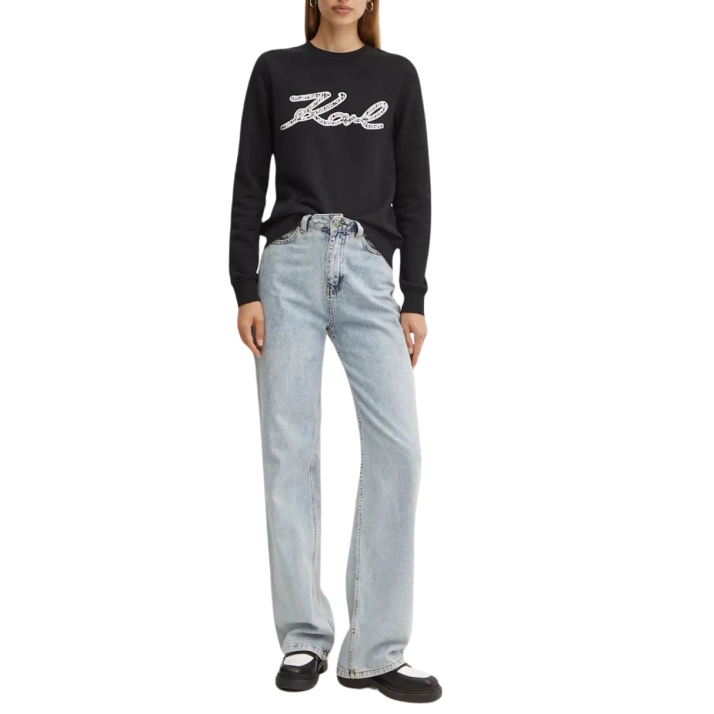 Karl Lagerfeld Punt boucle handtekening sweat 246w1812 Black Dames