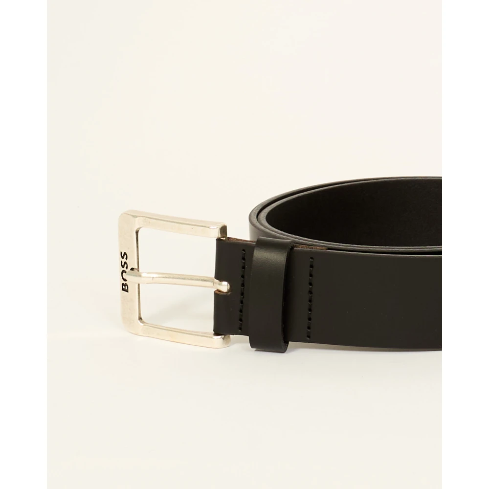 Boss Zwarte Leren Riem Jemio Model Black Heren