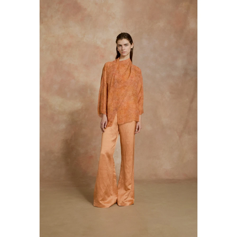 Cortana Lara zijden wikkelblouse sora print Orange Dames