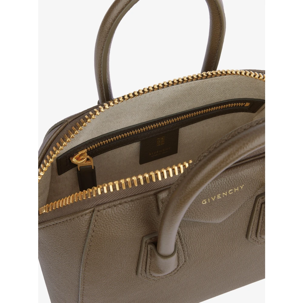 Givenchy Grijze Leren Schoudertas met Gouden Details Gray Dames