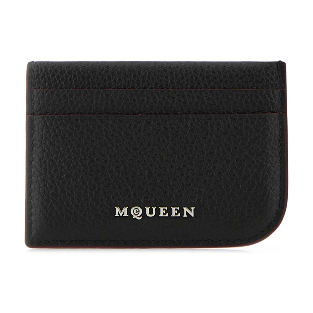 alexander mcqueen Stijlvolle Zwarte Leren Kaarthouder Black Heren