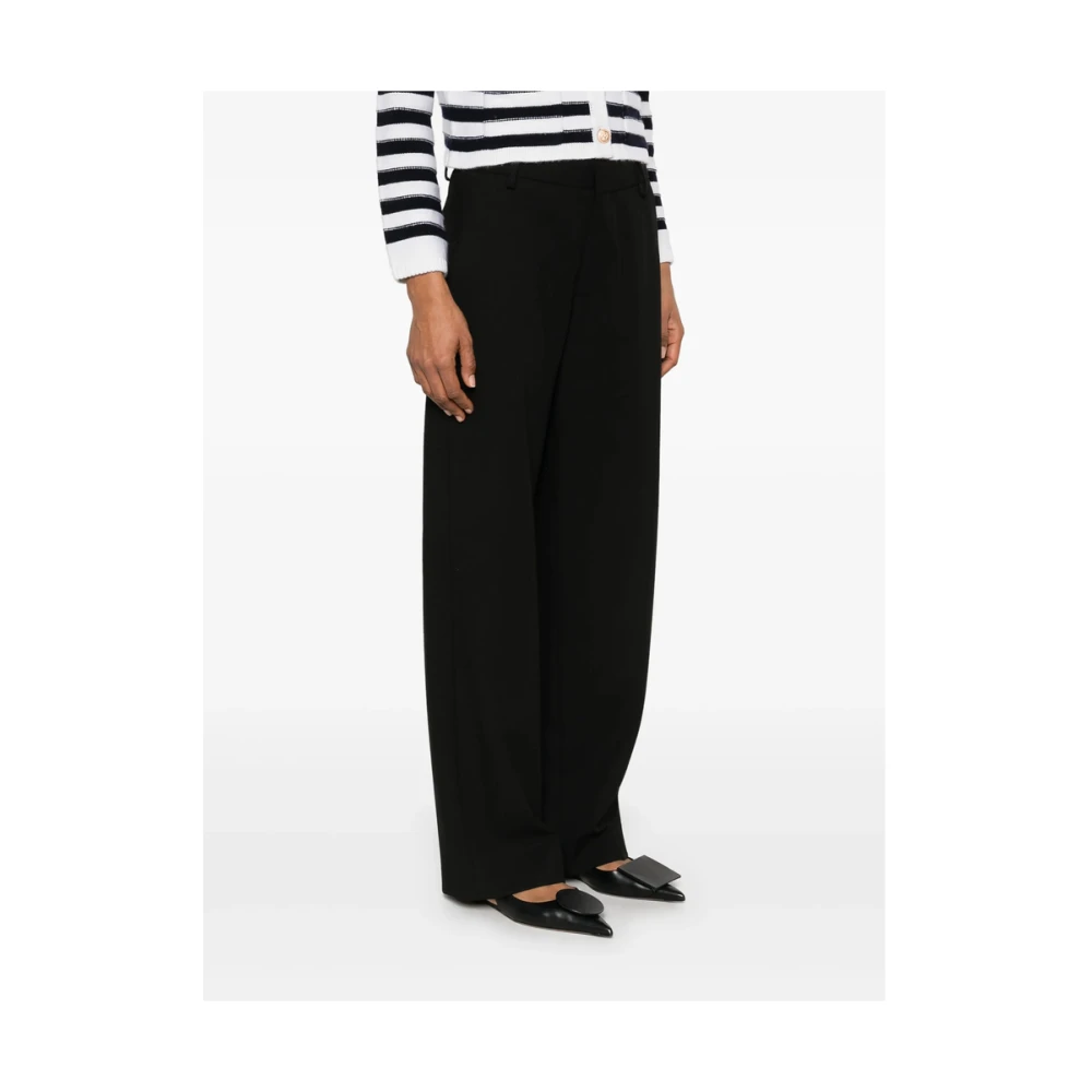 closed Zwarte Broek met Riem en Zakken Black Dames