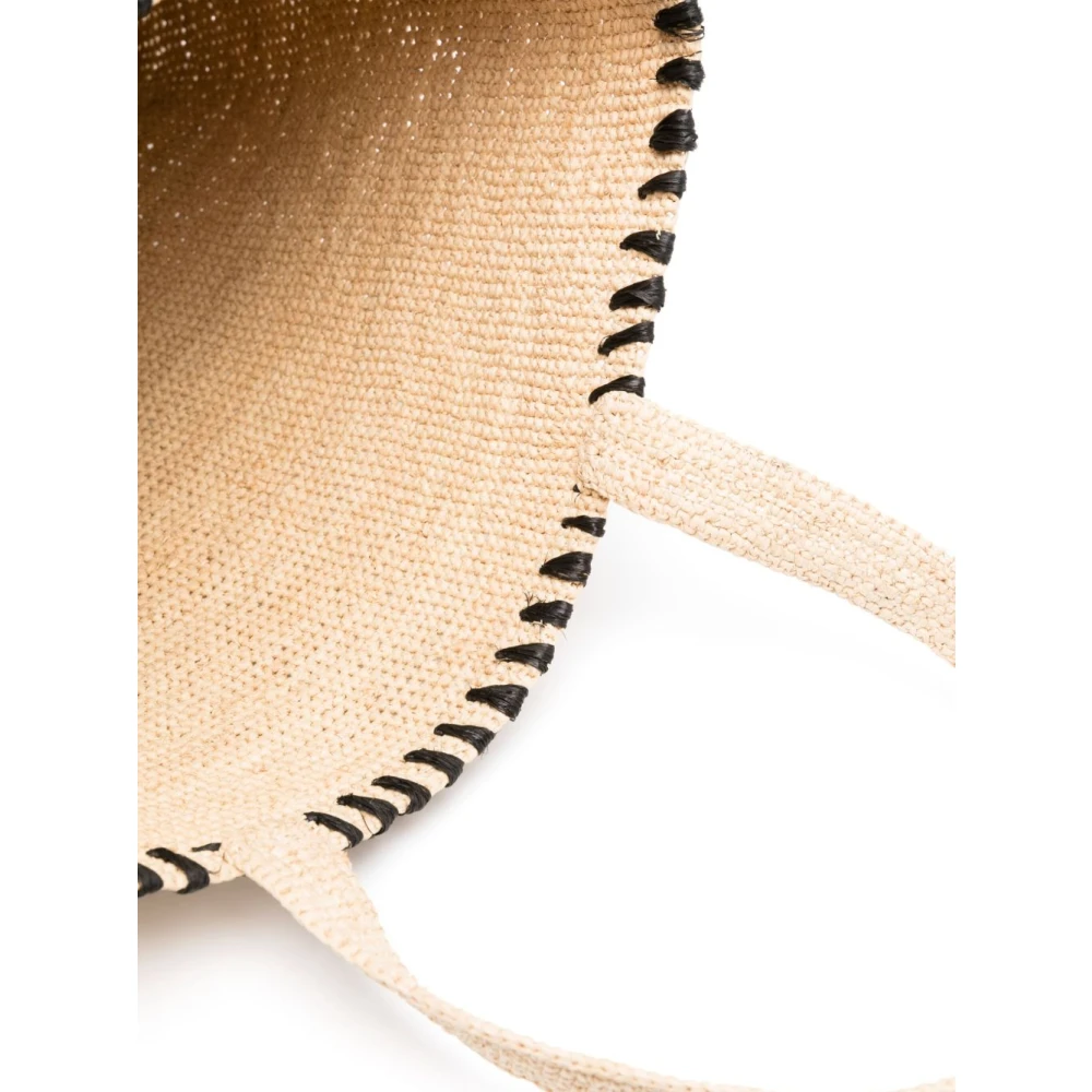 Lanvin Geborduurd Logo Raffia Tote Tas Beige Dames