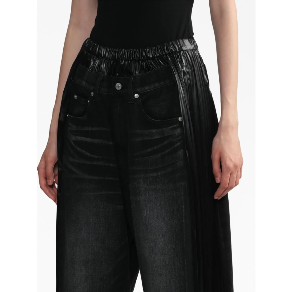Junya Watanabe Wijde cropped jeans met lage taille Black Dames