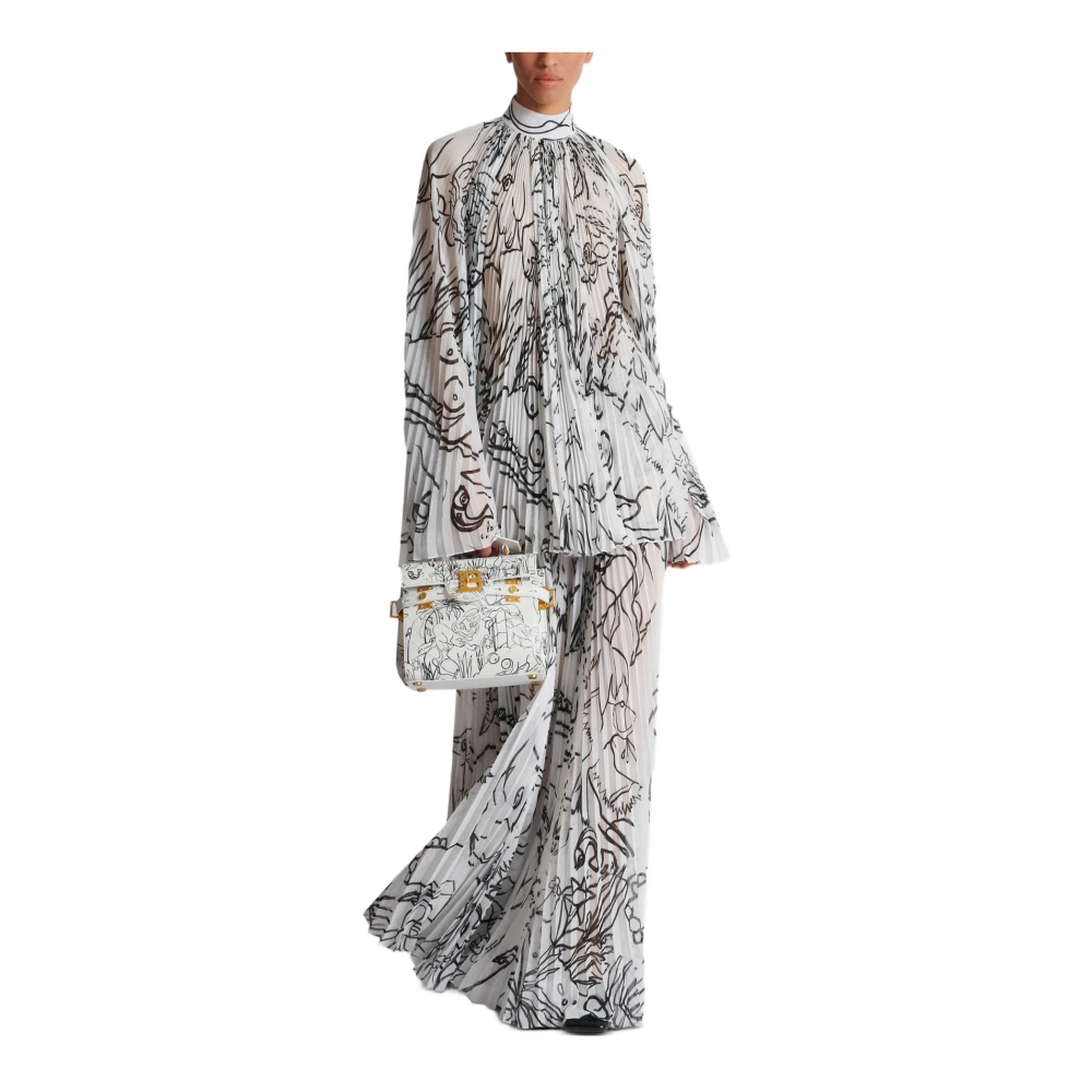 Balmain Disney x : The Lion King Korte geplooide bedrukte kinderjurk White Dames