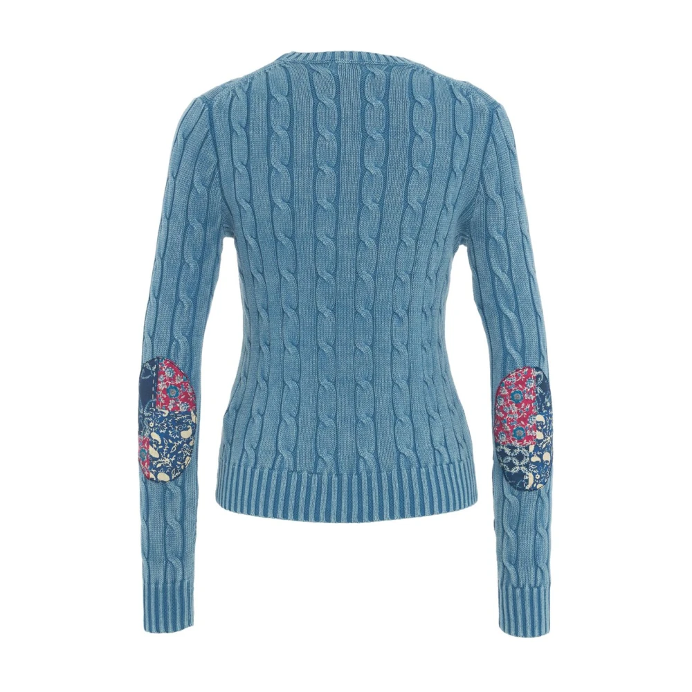 Polo Ralph Lauren Blauwe Kabeltrui met Patches Blue Dames