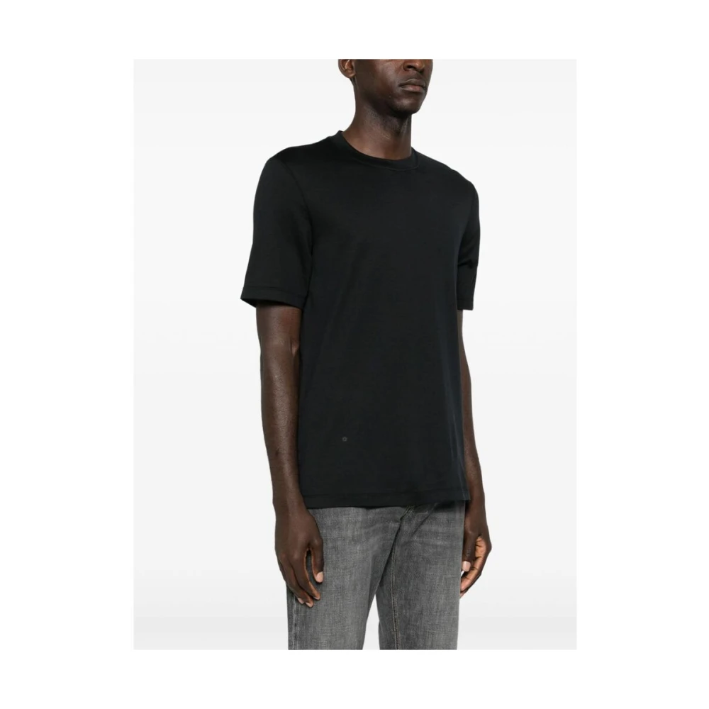 BRUNELLO CUCINELLI Zwart Katoen-Zijde Mix Crew Neck T-shirt Black Heren