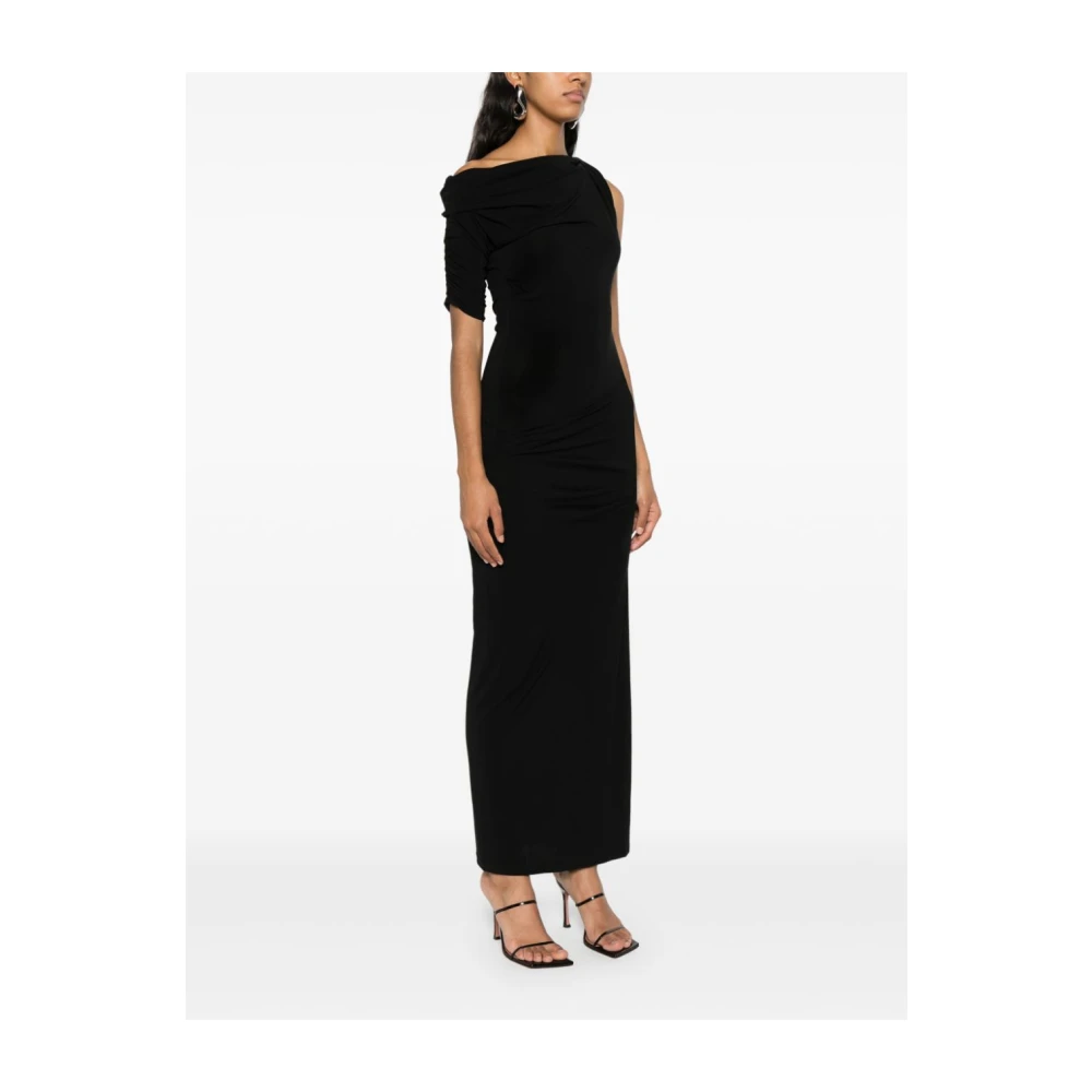 Jacquemus Zwarte Asymmetrische Hals Twist Jurk Black Dames