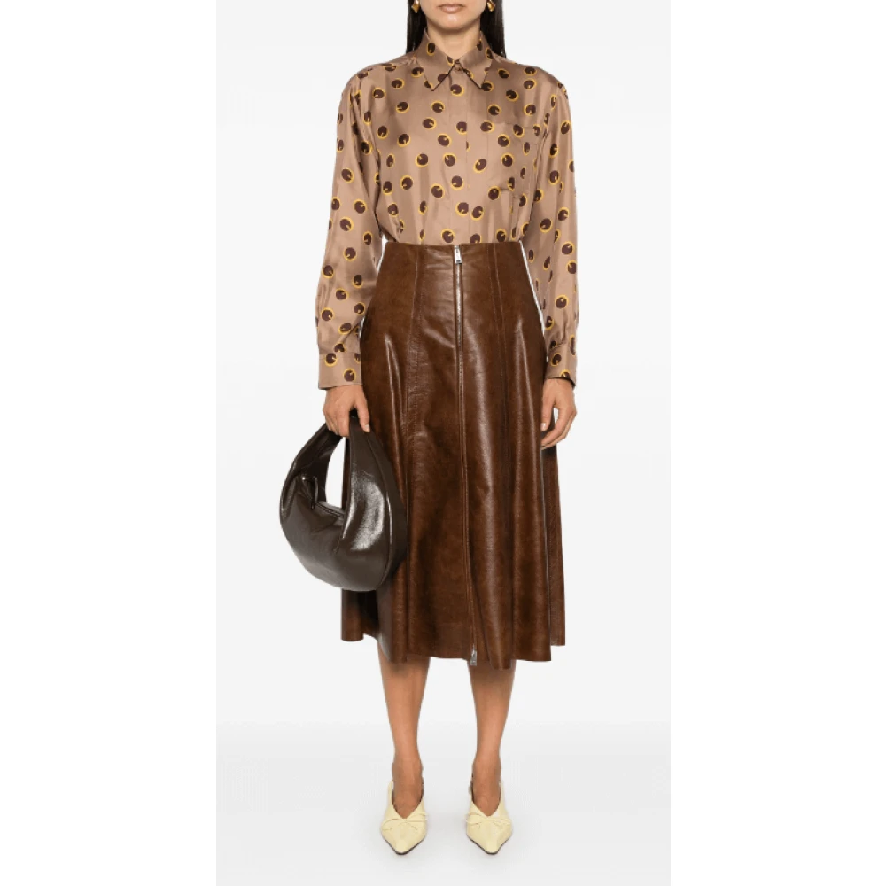 Fendi Zijden polka dot overhemd Brown Dames
