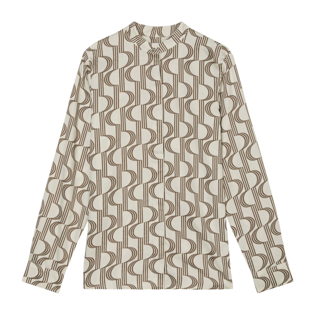 Marc O'Polo Blouse met norHeren opstaande kraag Beige Dames