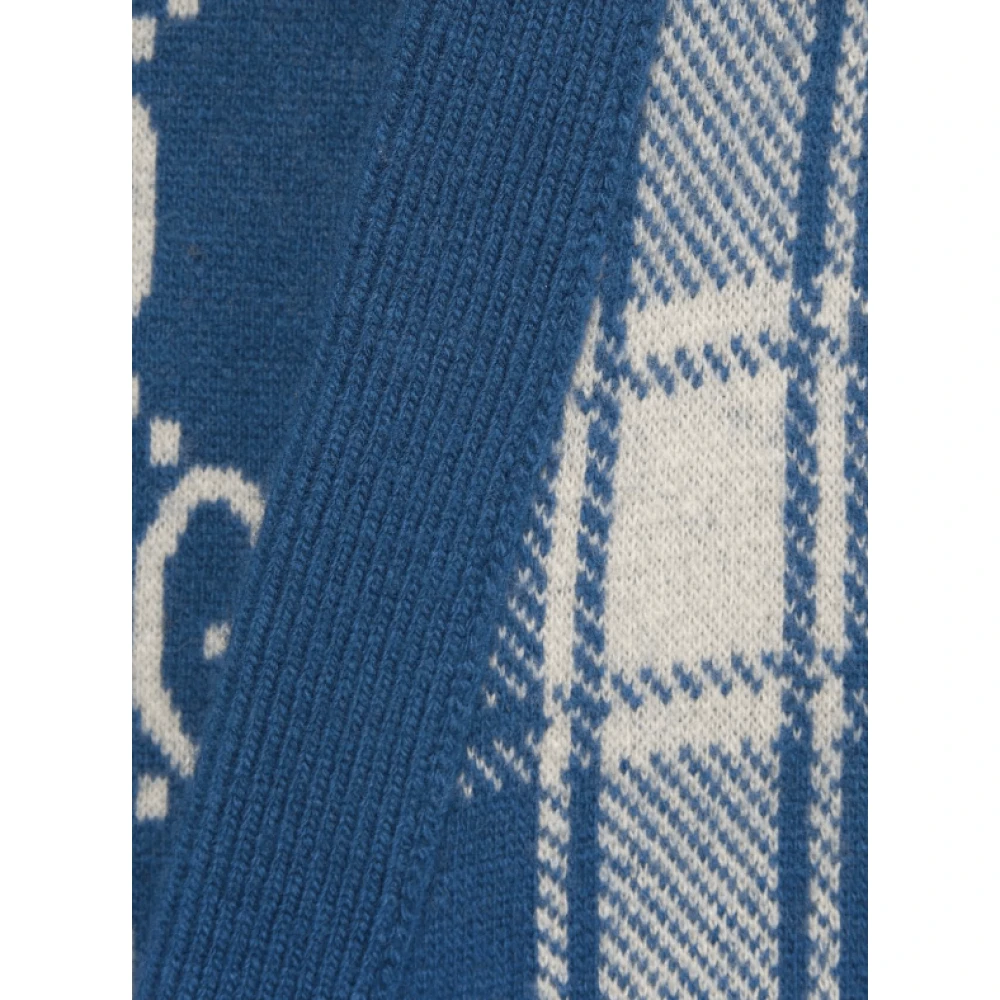 Gucci Omkeerbare Wollen Cardigan in Kobaltblauw Wit Multicolor Heren