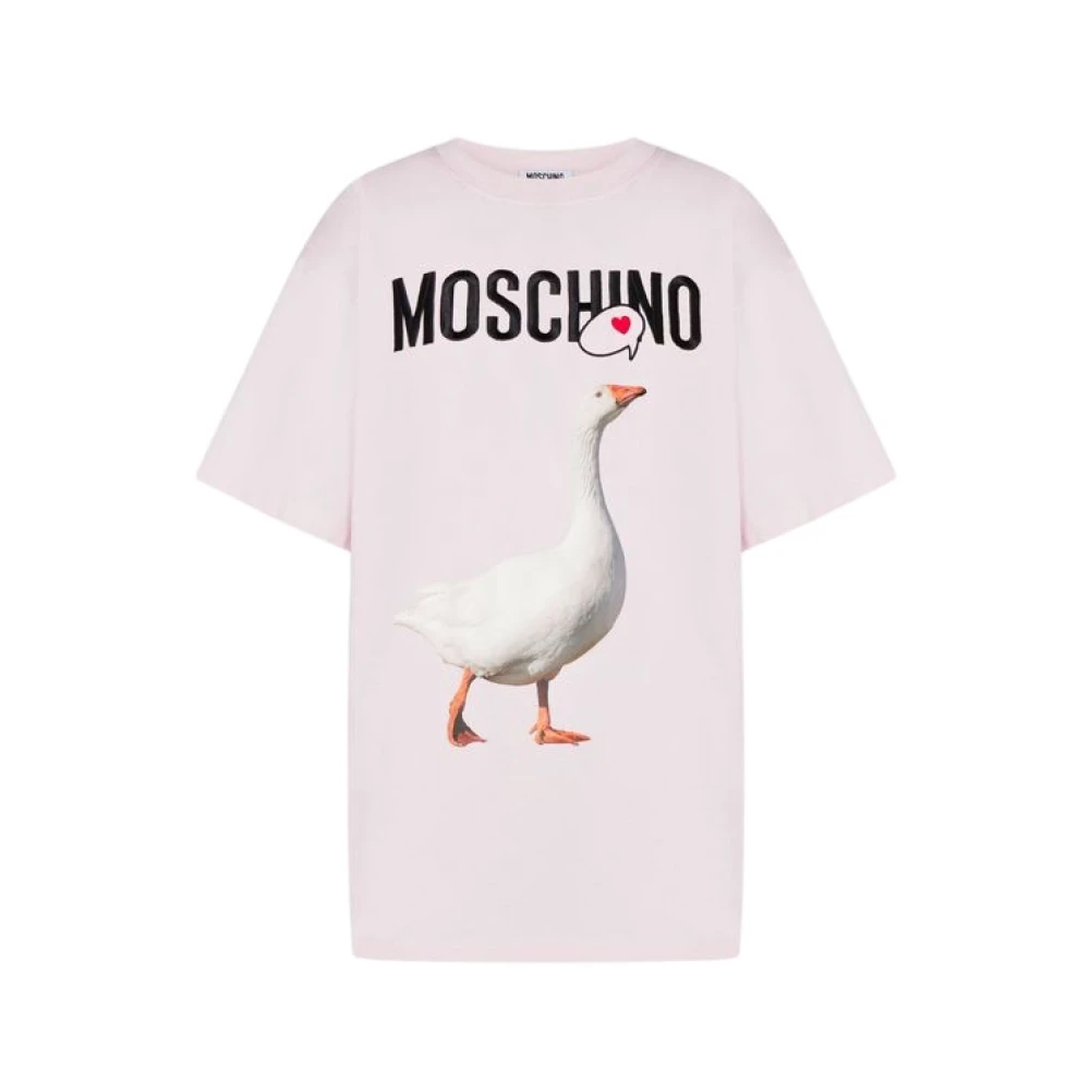 Moschino Unisex Pink T-Shirts, S, Goose Cotton Jersey T-Shirt