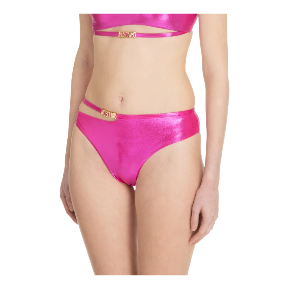 Moschino Effen Logo Bikini-onderkant Pink Dames