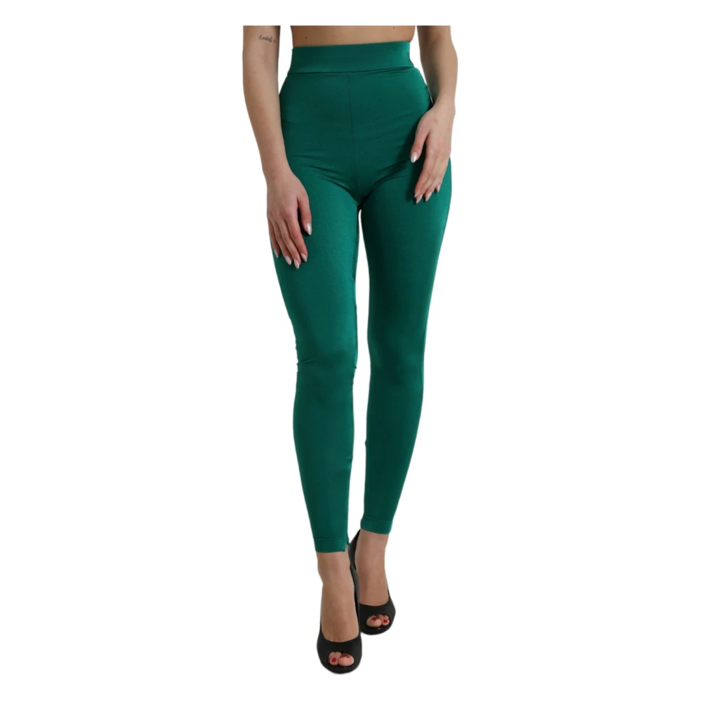 Dolce & Gabbana Women's Green Leggings, S, High Waist Leggings Trousers