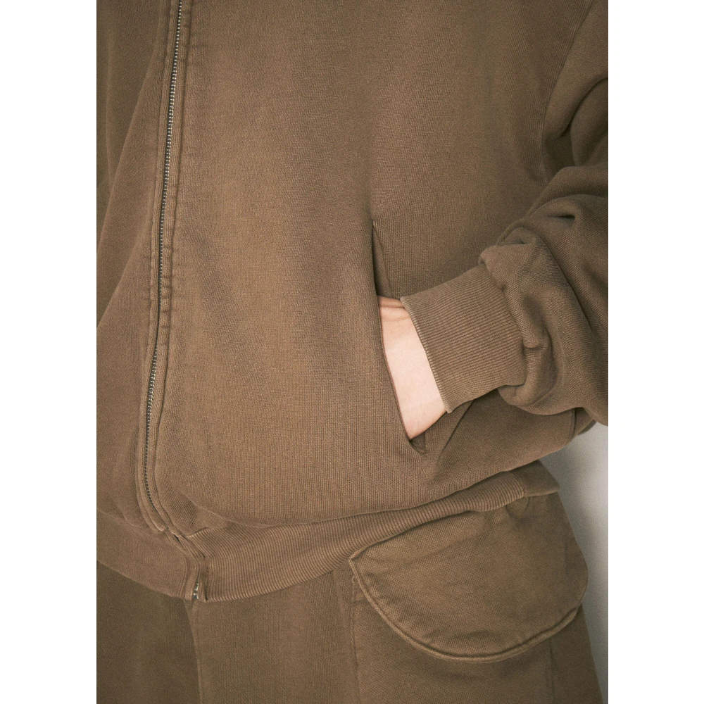 Entire Studios Gewassen Katoenfleece Hoodie Brown Heren