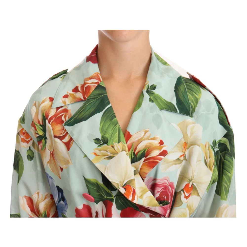 Dolce & Gabbana Bloemig zijden trenchcoat Multicolor Dames