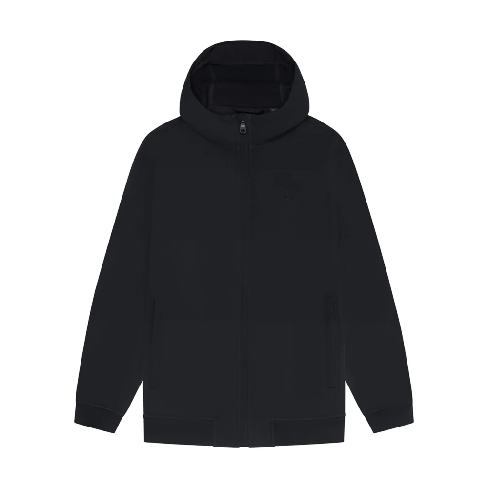 Lyle & Scott Svart Softshell Huva Fleece Jacka Black, Herr