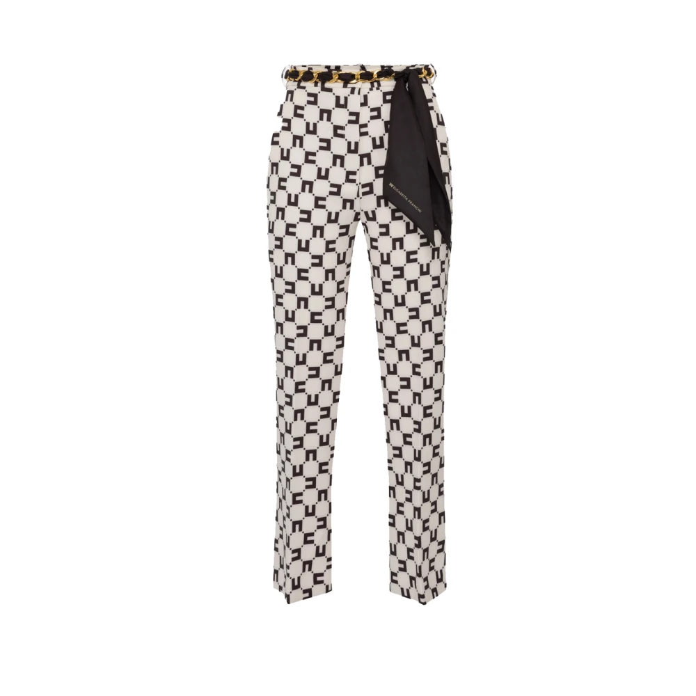 Elisabetta Franchi Broek met uitlopende logo print en kettingaccessoire Multicolor Dames