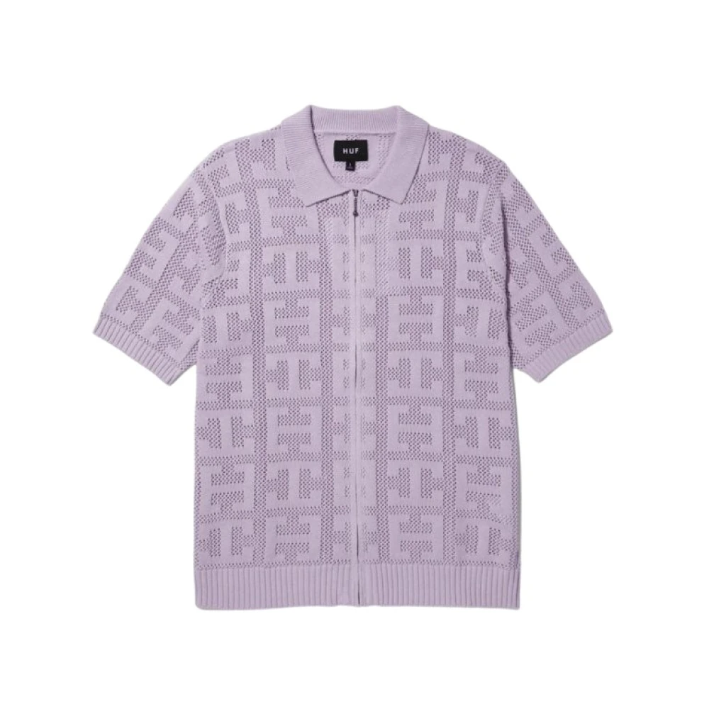 HUF Jacquard Zip Sweater Monogram Style Purple Heren