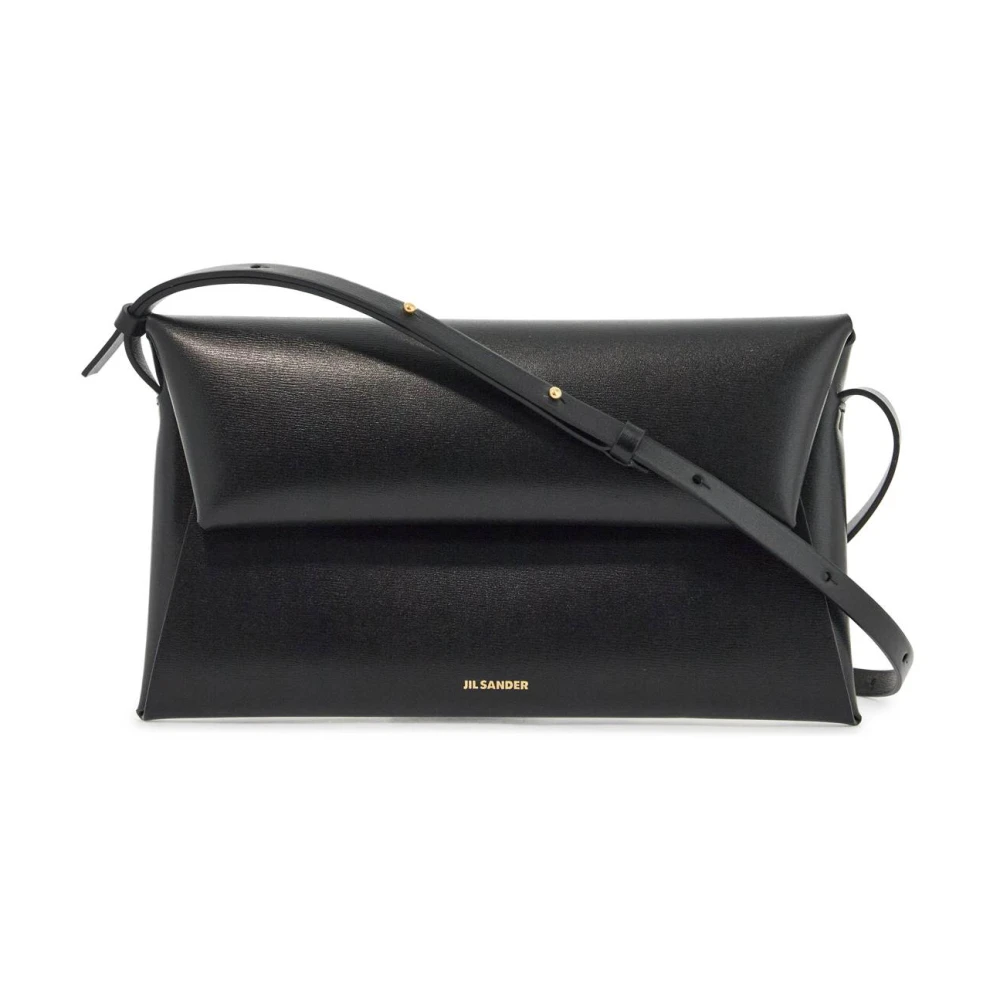 Jil Sander Gevouwen leren schoudertas Black Dames