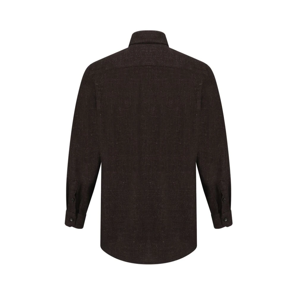 Kiton Klassieke Wollen Overhemd Brown Heren