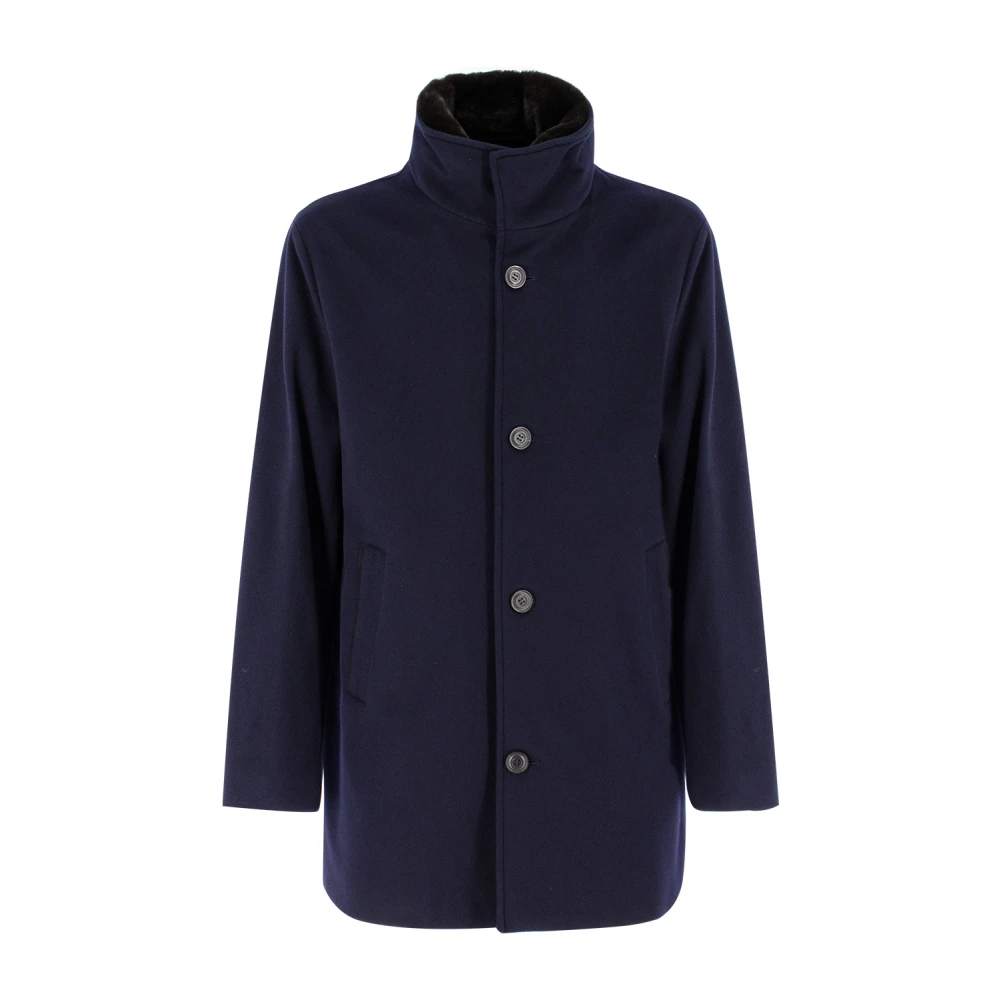 PAUL & SHARK Elegante Bontkraag Carcoat Blue Heren
