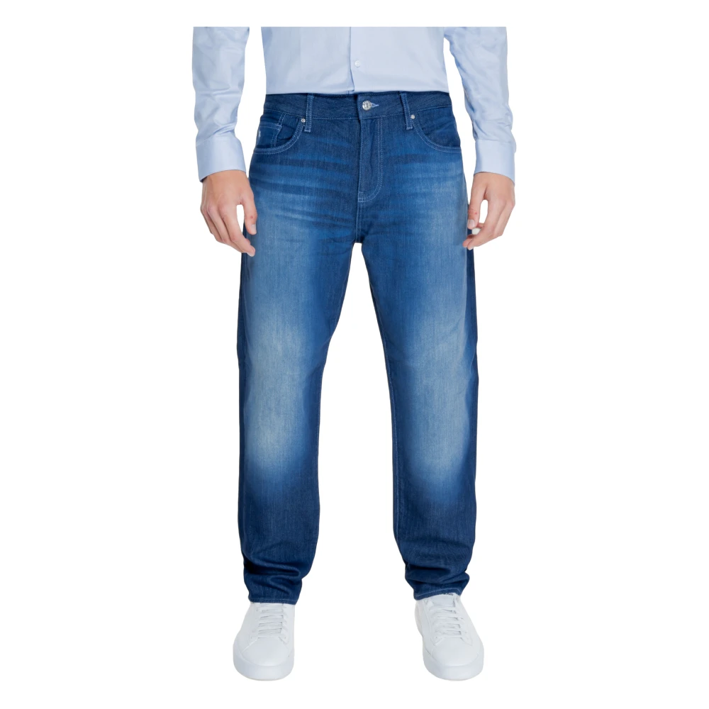 Armani Exchange Blauwe Rits Knoop Broek Herfst Winter Mannen Blue Heren