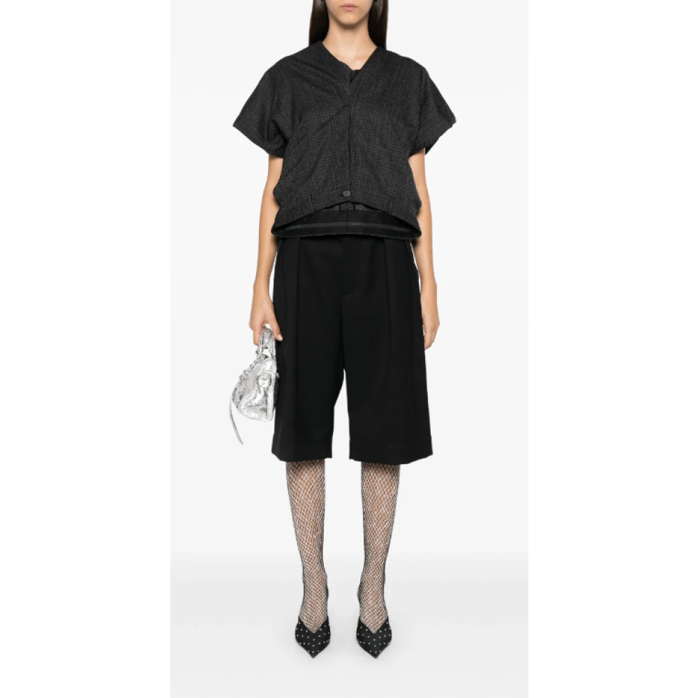 Balenciaga Zwart Wol Ruitpatroon Maatwerk Broek Black Dames