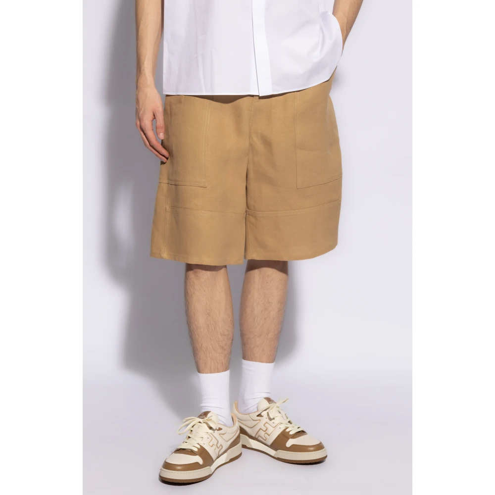 Fendi Shorts met logo Beige Heren