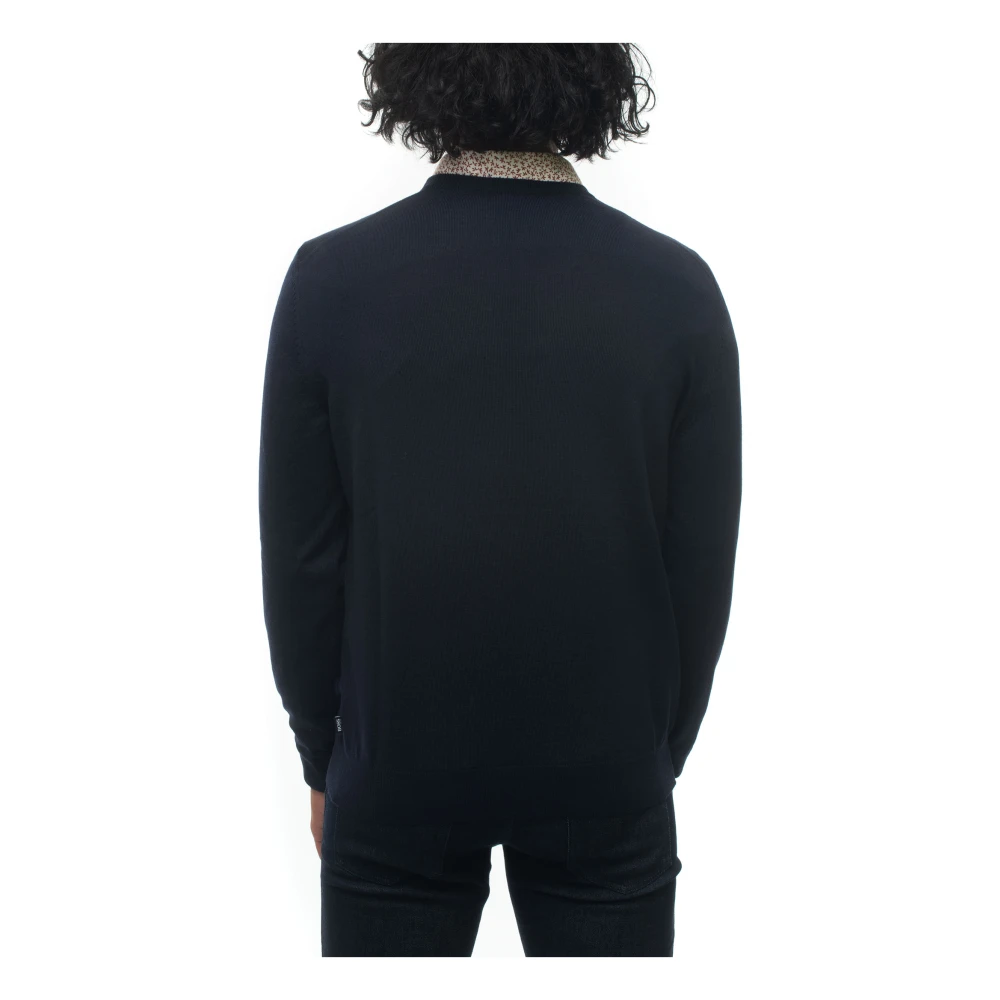 Boss Slim Fit V-Neck Pullover Blue Heren