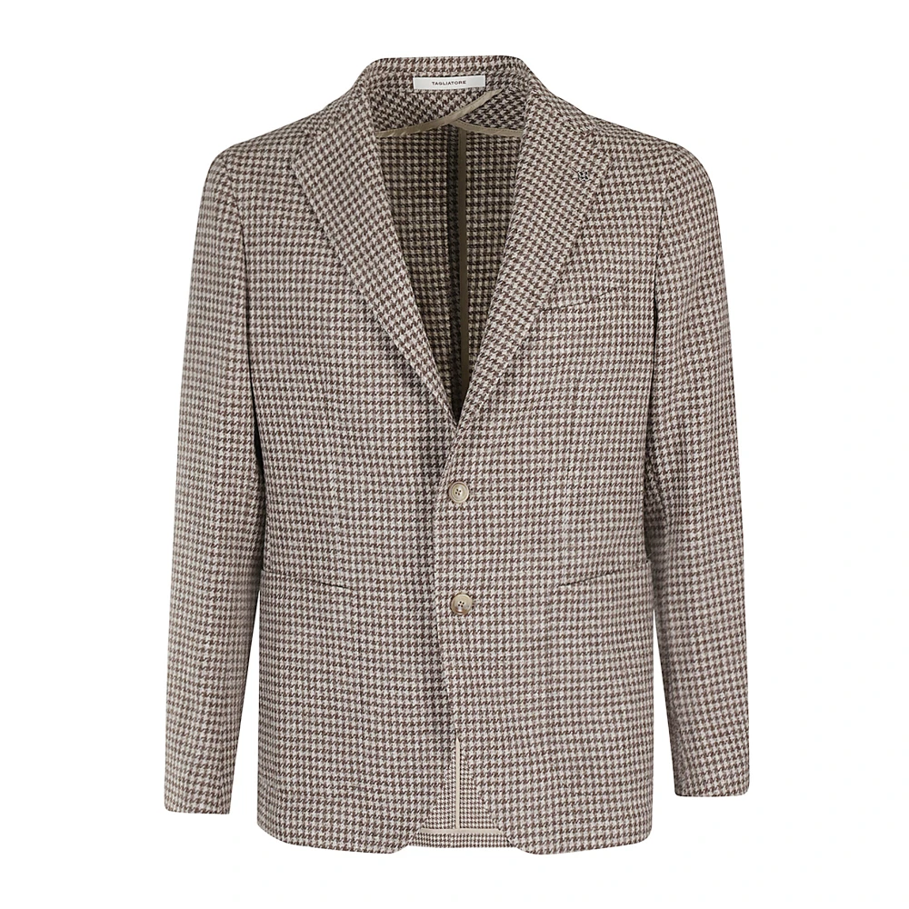 Tagliatore Montecarlo WOL Houndstooth Brown Heren