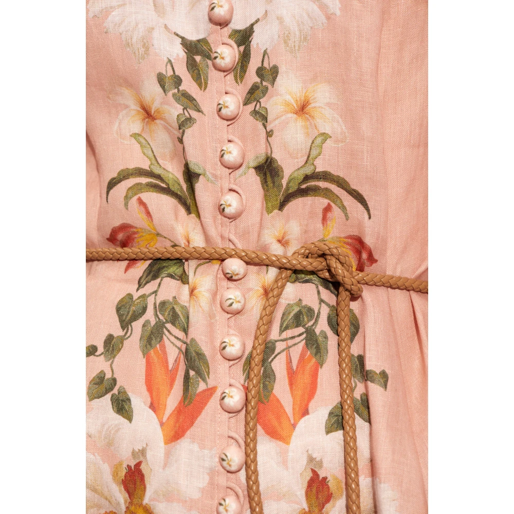 Zimmermann Linnen jurk Pink Dames
