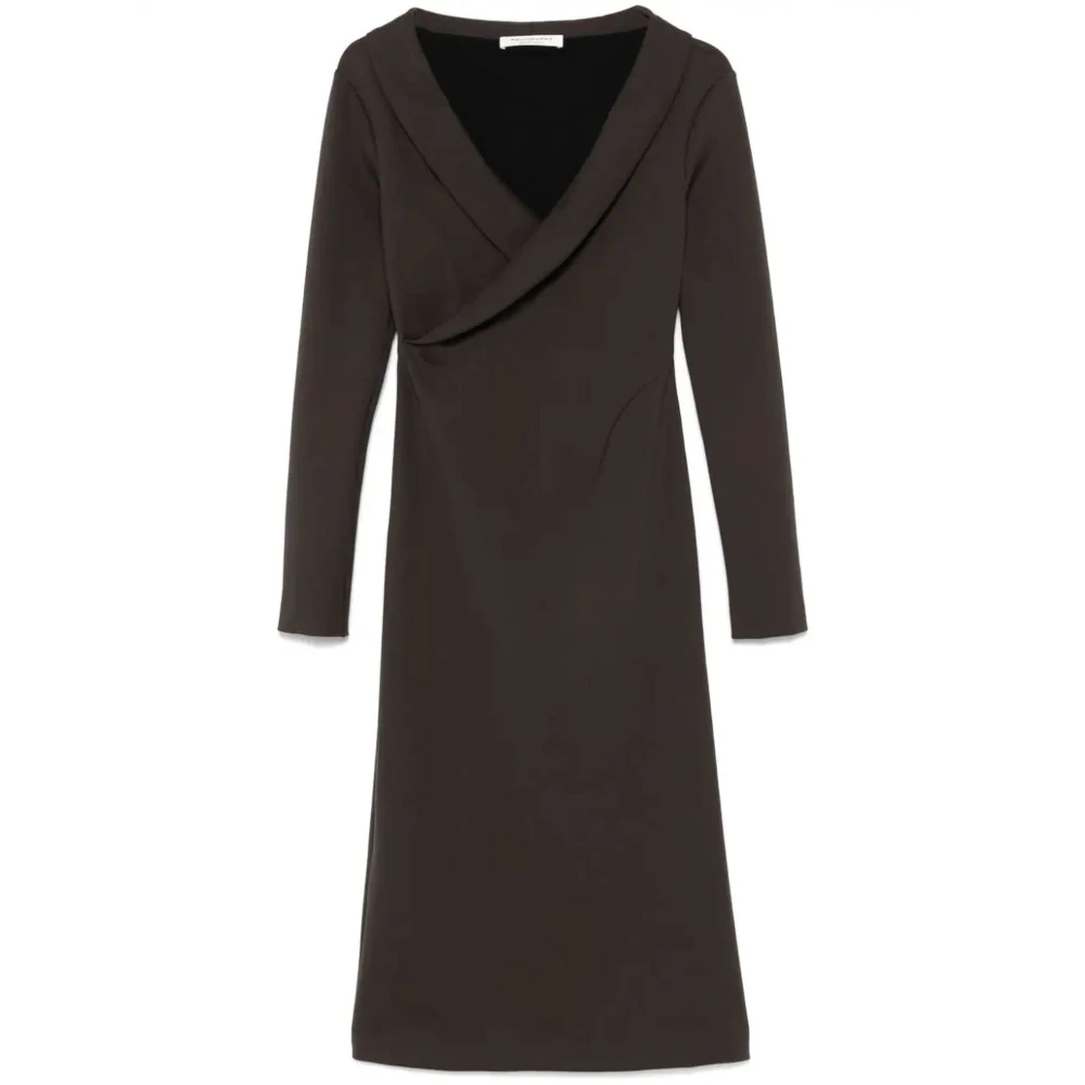 Philosophy di Lorenzo Serafini Bruine Jersey Midi Jurk Brown Dames