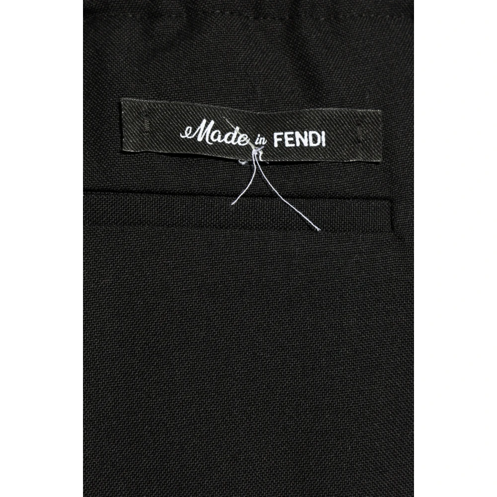 Fendi Wollen plooi-voorkant broek Black Heren