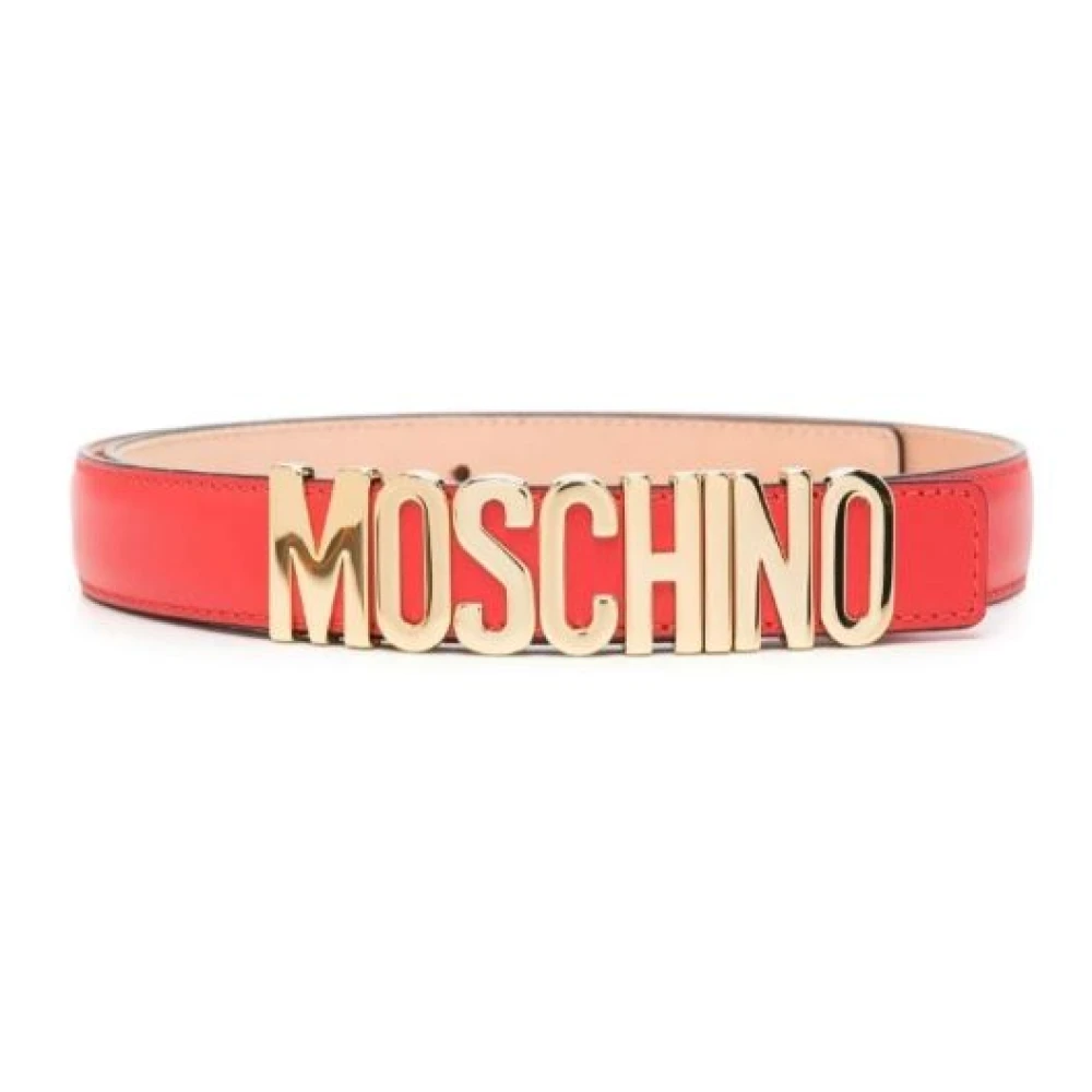 Moschino Rode Leren Klassieke Couture Riem Red Dames