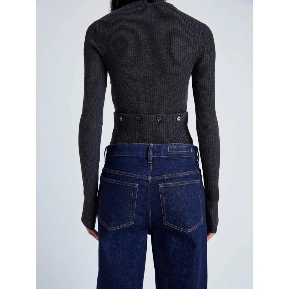 Proenza Schouler Ribgebreide trui met knoopdoek Gray Dames