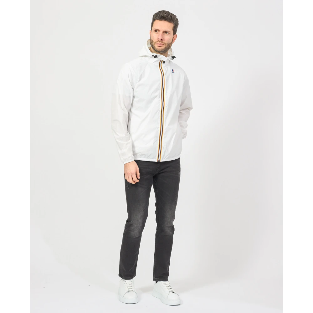 K-way Witte Lichtgewicht Hoodie Jas White Heren